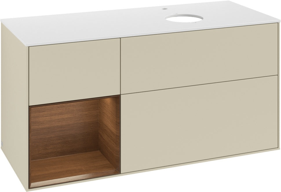 Villeroy & Boch Finion Waschbeckenunterschrank 1200 mm Glossy White Lacquer mit Beleuchtung