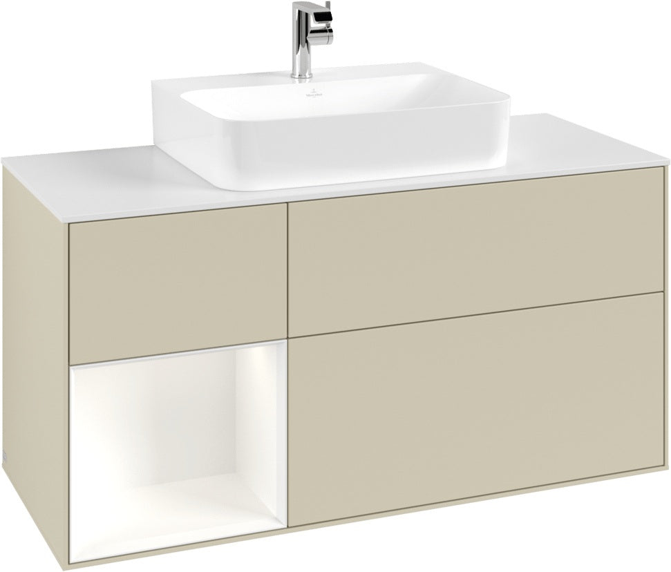 Villeroy & Boch Finion Waschtischunterschrank G161G 1200 mm Glossy White Lacquer mit LED-Beleuchtung