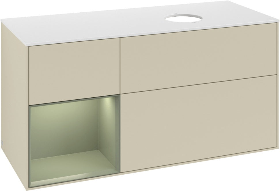 Villeroy & Boch Finion Waschtischunterschrank 1200 mm Glossy White Lacquer mit Beleuchtung