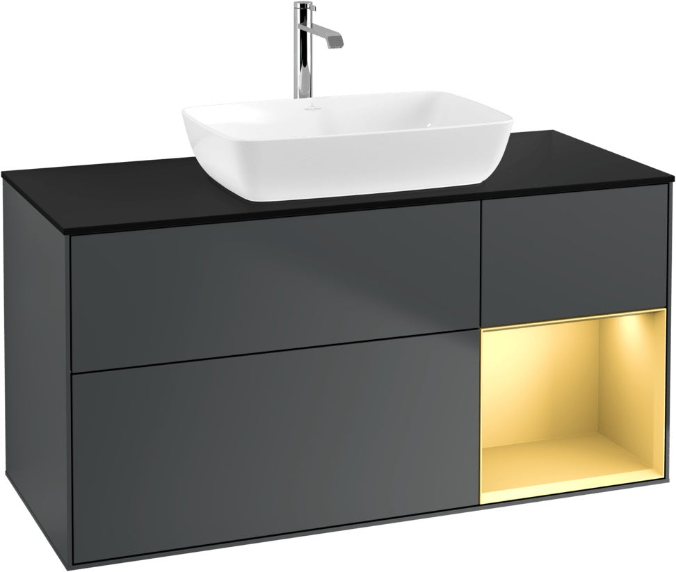 Villeroy & Boch Finion Waschbeckenunterschrank 1200 mm Glossy White Lacquer mit Beleuchtung