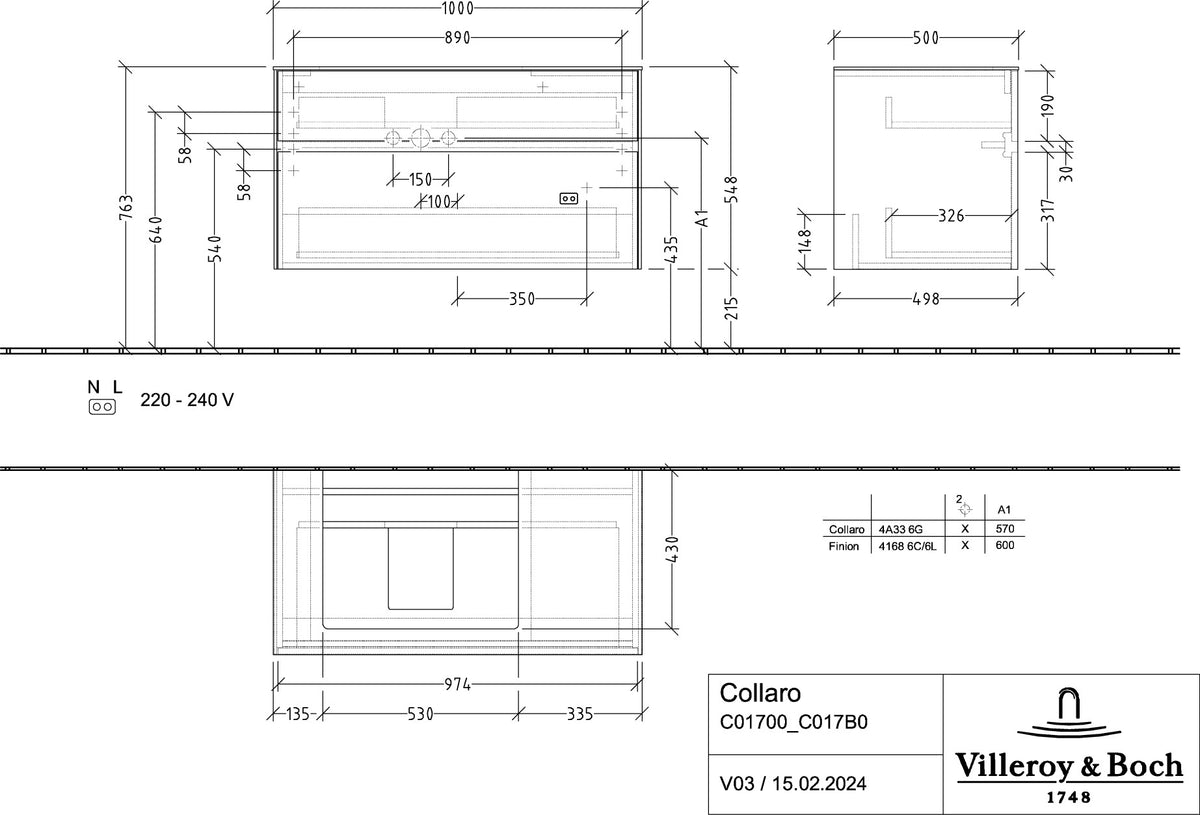 Villeroy & Boch Waschtischunterschrank Collaro C01700 1000 mm Arizona Oak mit SoftClosing