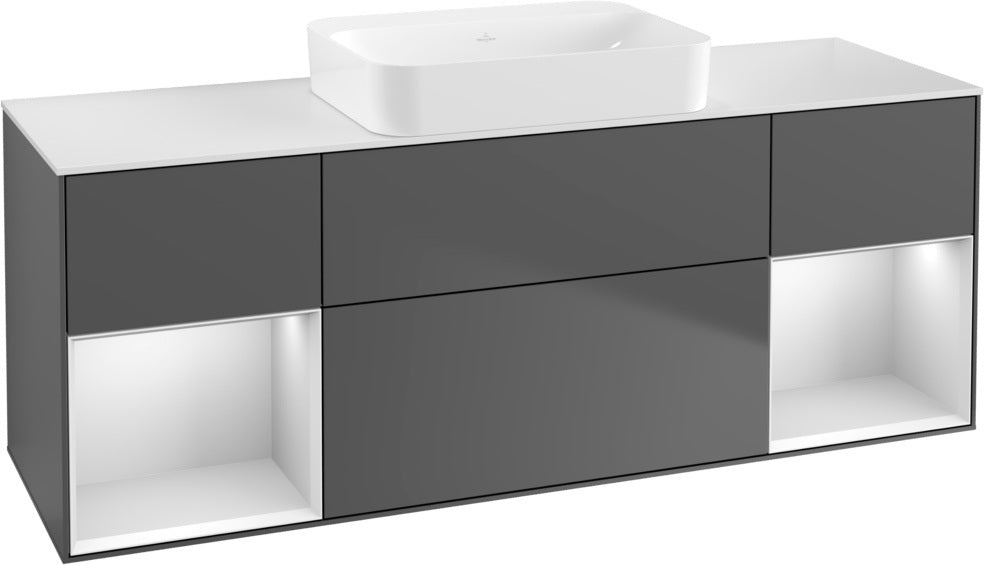 Villeroy & Boch Finion Waschtischunterschrank 1600 mm Glossy White Lacquer mit Beleuchtung