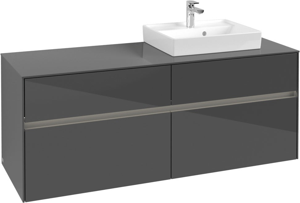 Villeroy & Boch Waschtischunterschrank Collaro C075 B0 1400 mm Glossy Grey mit Beleuchtung