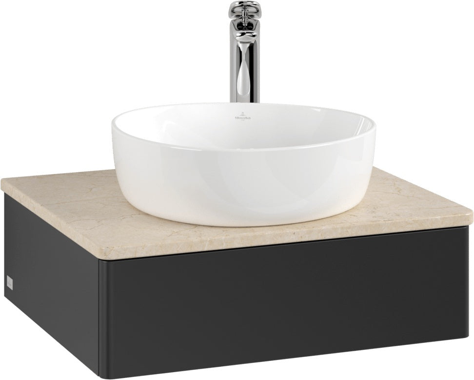 Villeroy & Boch Waschtischunterschrank Antao 600 mm, 1 Auszug, SoftClosing, Beleuchtung, Anthrazit Matt