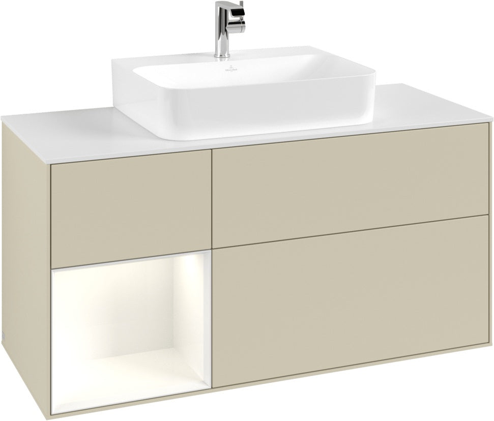 Villeroy & Boch Finion Waschtischunterschrank G161G 1200 mm Glossy White Lacquer mit LED-Beleuchtung