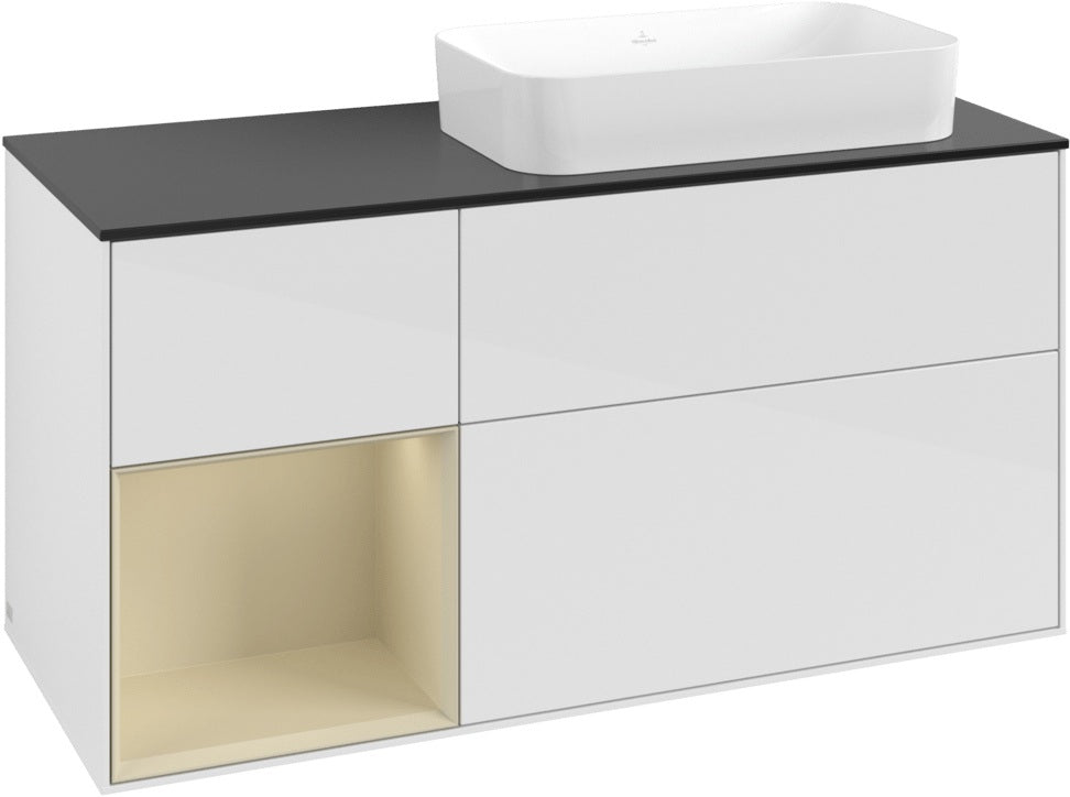 Villeroy & Boch Finion Waschtischunterschrank 120 cm Glossy White Lacquer mit Beleuchtung