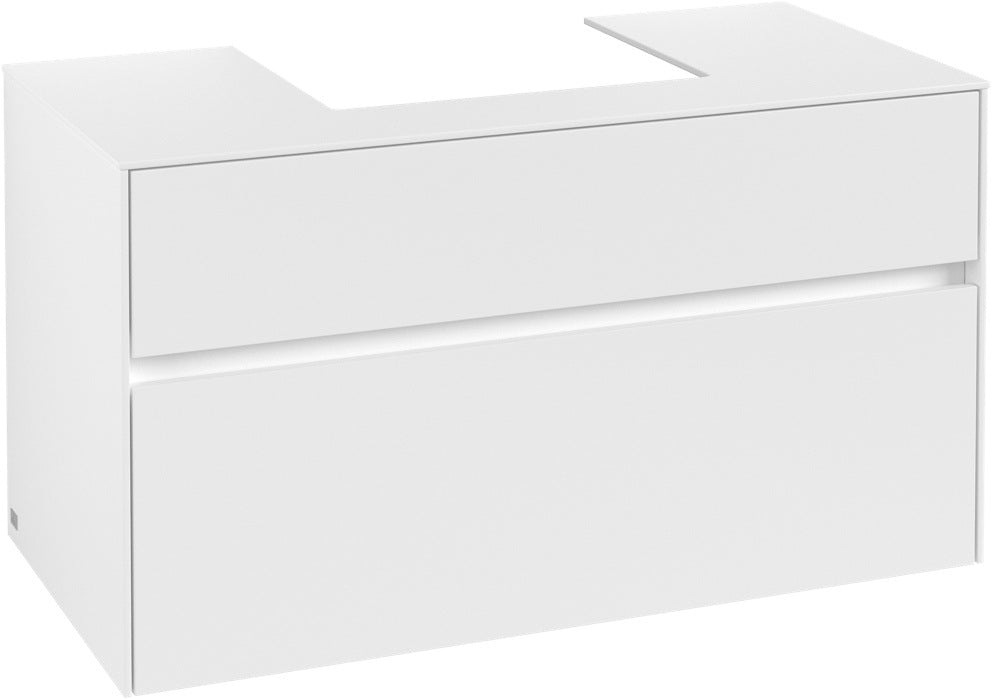 Villeroy & Boch Collaro Waschtischunterschrank 1000 mm White Matt – Eckig, 2 Auszüge, SoftClosing