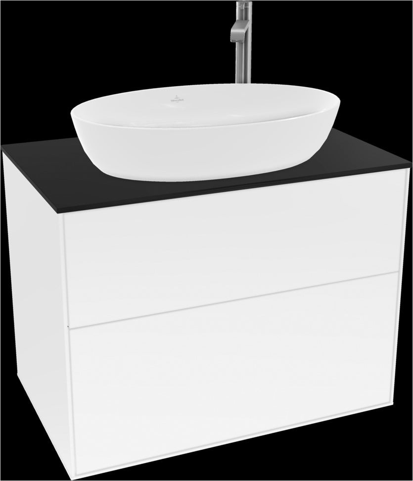 Villeroy & Boch Finion Waschbeckenunterschrank F87200GF – 800 mm, Glossy White Lacquer, mit Push-to-open