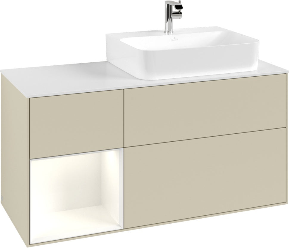 Villeroy & Boch Waschtischunterschrank Finion G141G 1200 mm Glossy White mit LED-Beleuchtung