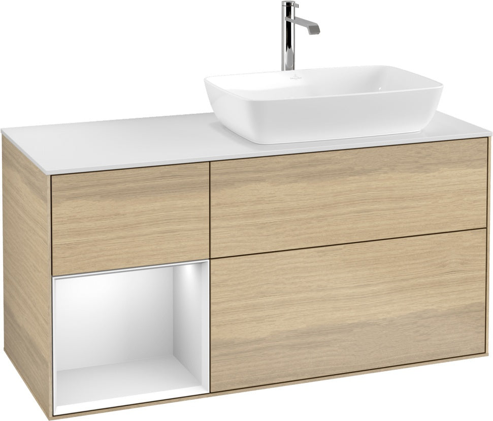 Villeroy & Boch Finion Waschbeckenunterschrank 1200 mm Glossy White Lacquer mit Beleuchtung