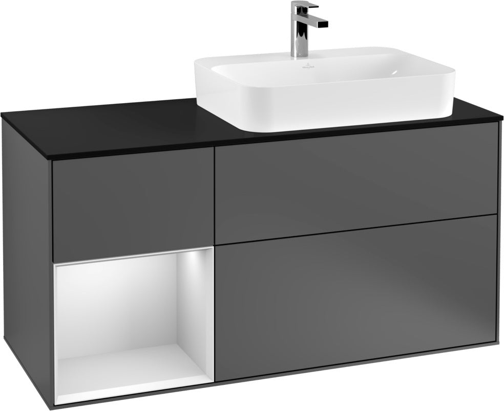 Villeroy & Boch Finion Waschbeckenunterschrank 1200 mm Glossy White Lacquer mit Beleuchtung