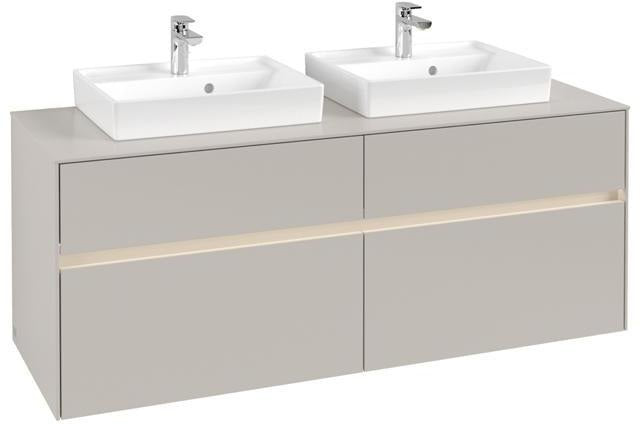 Villeroy & Boch Collaro Waschtischunterschrank 1400 mm mit LED-Beleuchtung und 4 Auszügen in Soft Grey