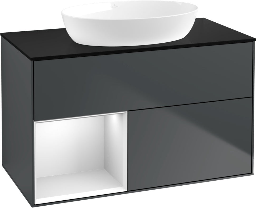 Villeroy & Boch Finion Waschtischunterschrank 1000 mm Glossy White Lacquer mit Beleuchtung