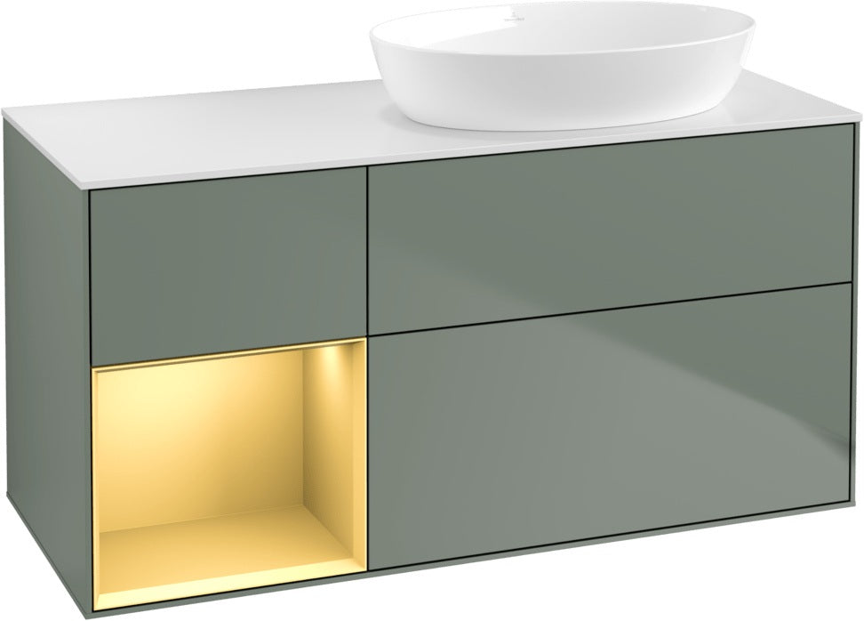 Villeroy & Boch Finion Waschtischunterschrank 1200 mm Glossy White Lacquer mit Beleuchtung