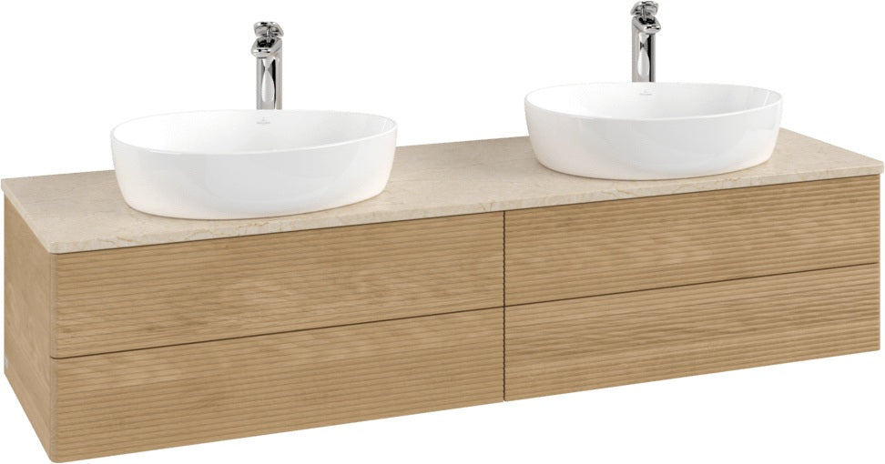 Villeroy & Boch Waschtischunterschrank Antao 1600 mm Warm Walnut mit 4 Auszügen und Beleuchtung