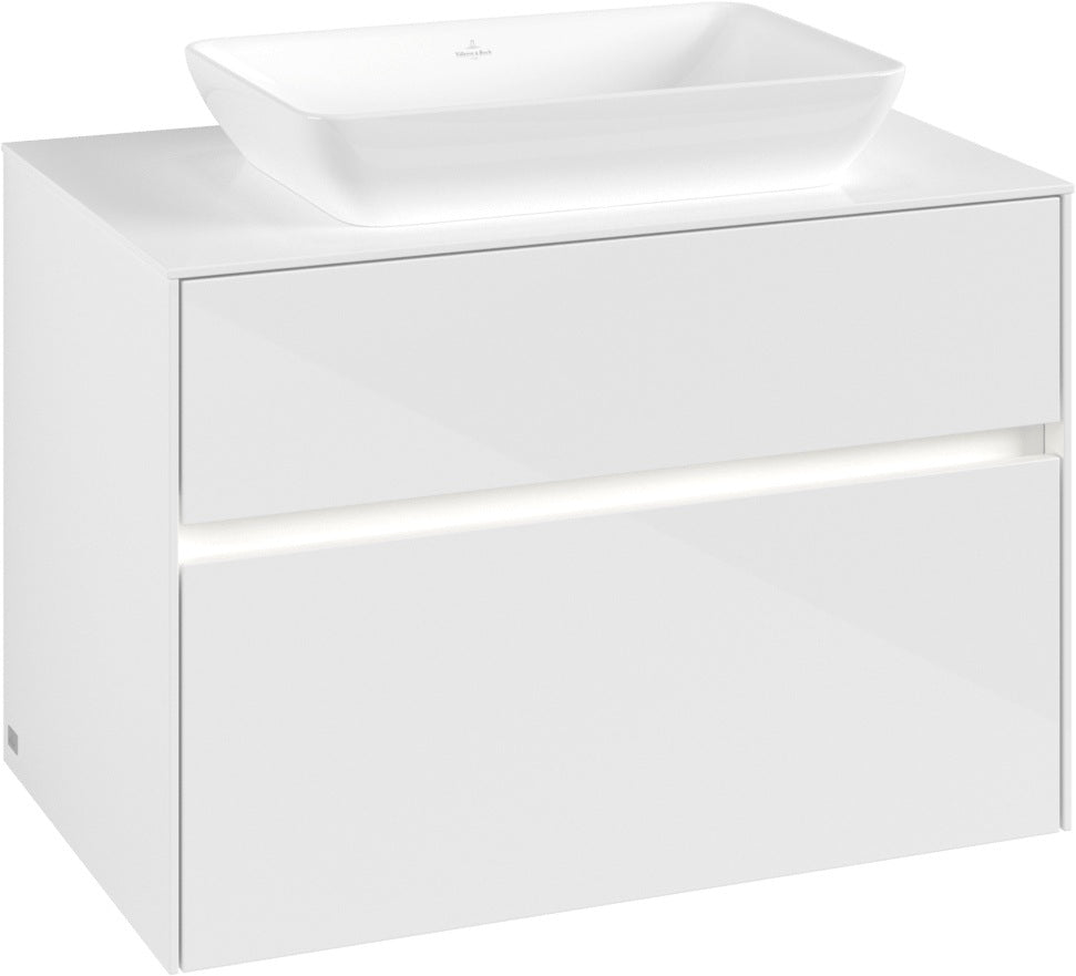 Villeroy & Boch Waschtischunterschrank Collaro C108 B0 800 mm Glossy White mit LED-Beleuchtung