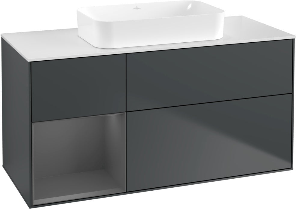 Villeroy & Boch Finion Waschbeckenunterschrank 1200 mm Walnut Veneer mit Beleuchtung