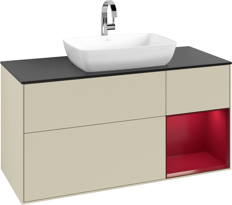 Villeroy & Boch Finion Waschbeckenunterschrank 1200 mm Glossy White Lacquer mit Beleuchtung