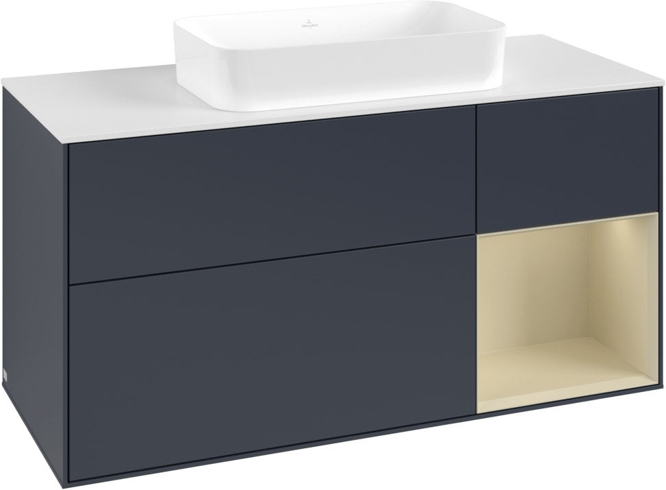 Villeroy & Boch Finion Waschtischunterschrank G711G Black Matt Lacquer 1200 mm mit Beleuchtung