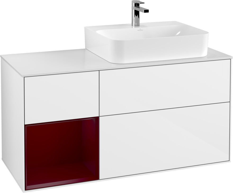 Villeroy & Boch Waschtischunterschrank Finion G141G 1200 mm Glossy White mit LED-Beleuchtung