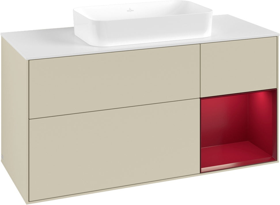 Villeroy & Boch Finion Waschtischunterschrank G711G Black Matt Lacquer 1200 mm mit Beleuchtung