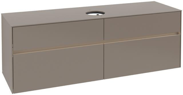 Villeroy & Boch Collaro Waschtischunterschrank 1600 mm mit LED-Beleuchtung und 4 Auszügen in Soft Grey