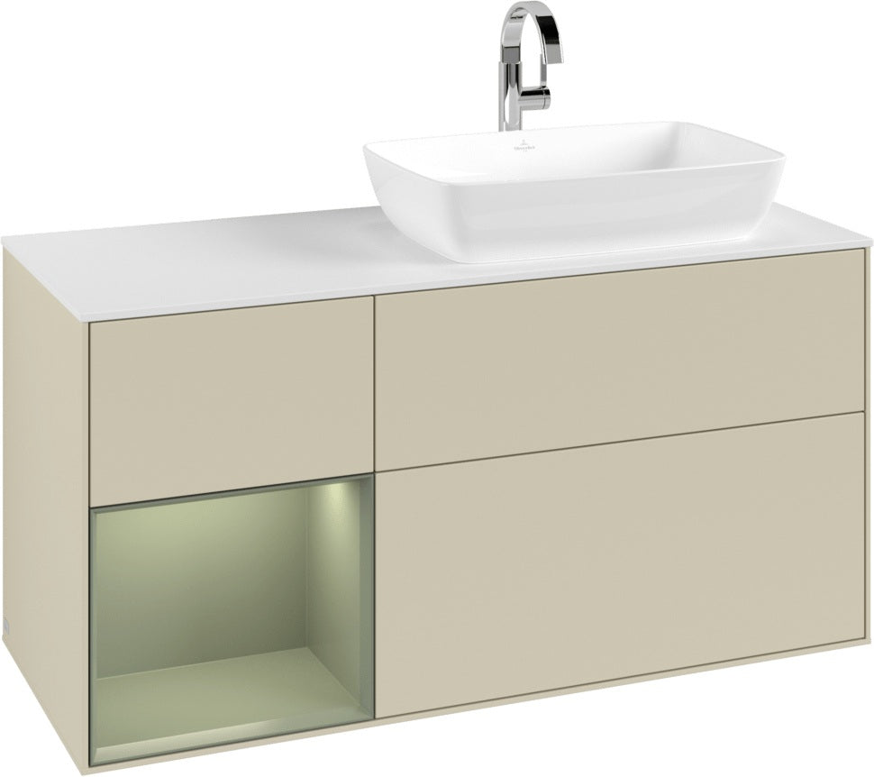 Villeroy & Boch Finion Waschbeckenunterschrank 1200 mm Glossy White Lacquer mit Beleuchtung