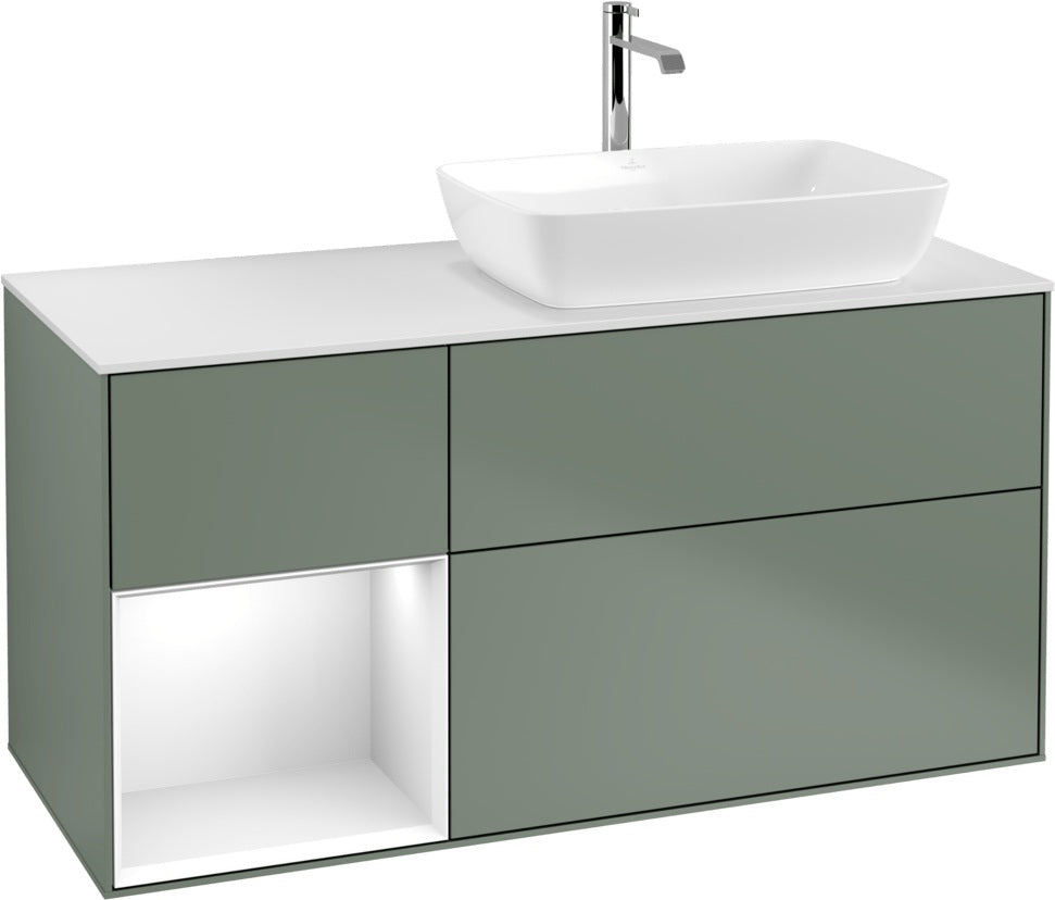 Villeroy & Boch Finion Waschbeckenunterschrank 1200 mm Glossy White Lacquer mit Beleuchtung