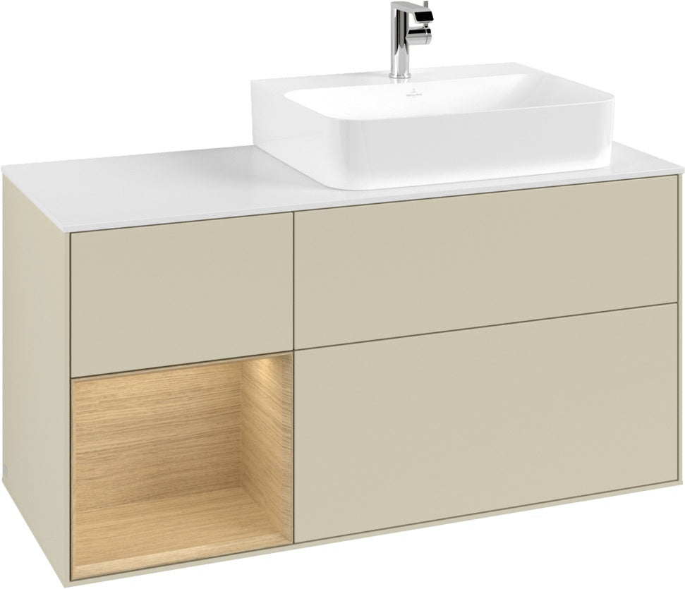 Villeroy & Boch Waschtischunterschrank Finion G141G 1200 mm Glossy White mit LED-Beleuchtung