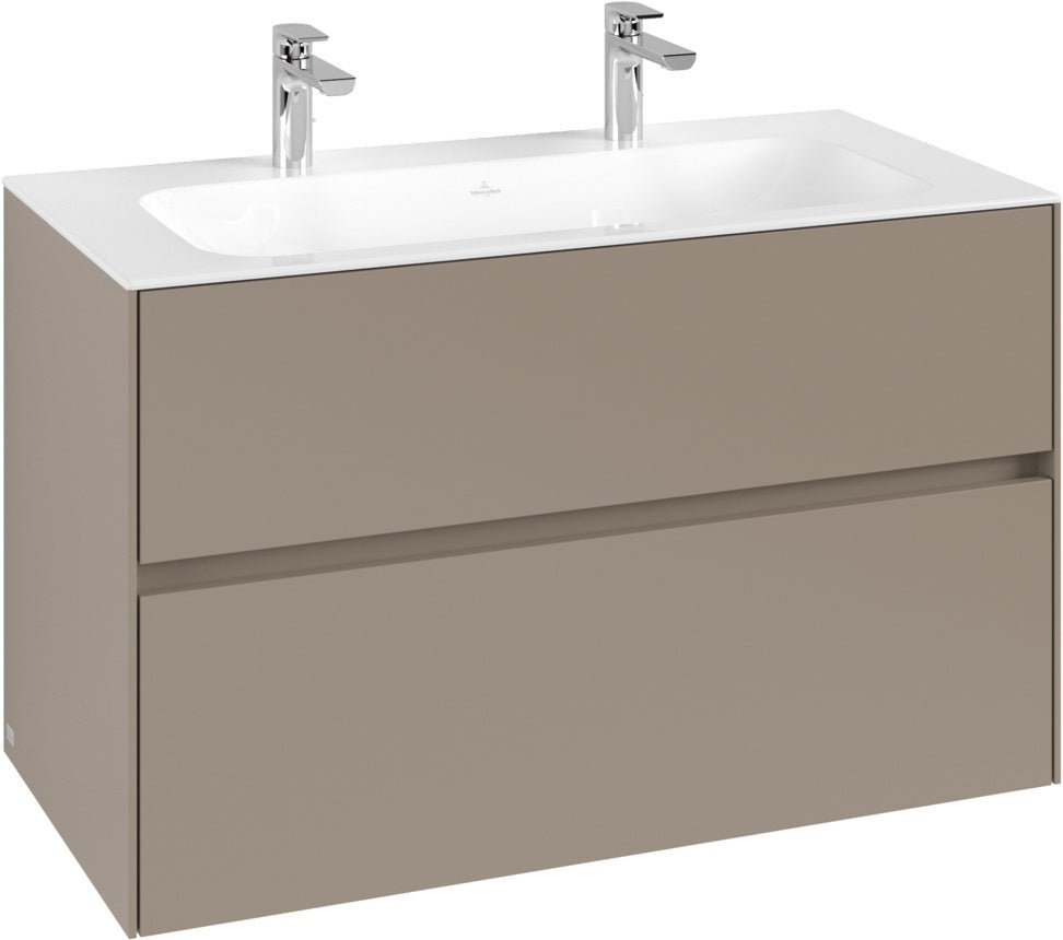 Villeroy & Boch Waschbeckenunterschrank Collaro C13900 in White Oak – 996 mm, 2 Auszüge, SoftClosing