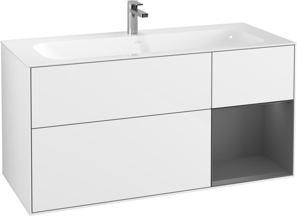 Villeroy & Boch Finion Waschbeckenunterschrank Glossy White Lacquer 1196 mm mit LED-Beleuchtung