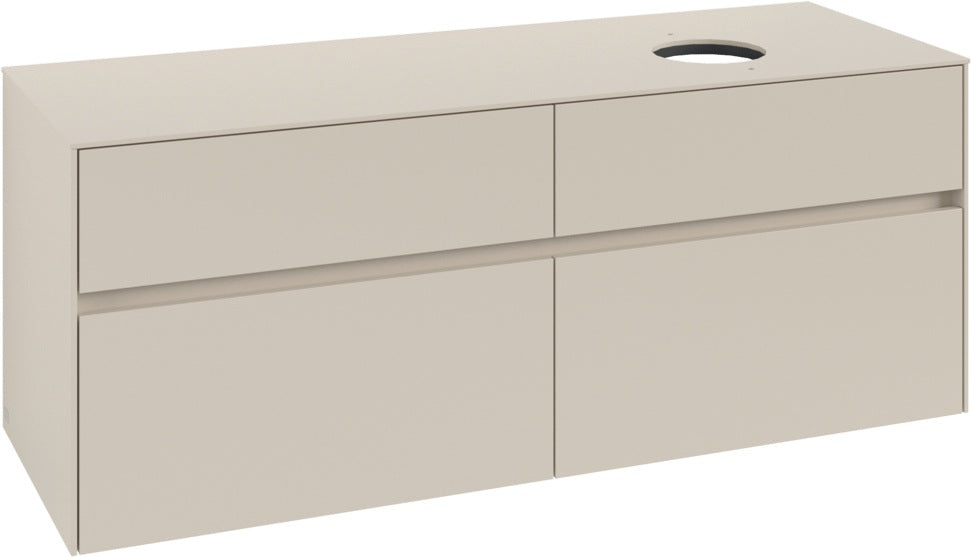 Villeroy & Boch Waschtischunterschrank Collaro C047 B0 1400 mm Cashmere Grey mit Beleuchtung