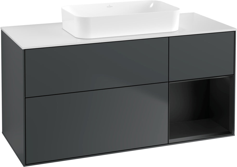 Villeroy & Boch Finion Waschtischunterschrank G711G Black Matt Lacquer 1200 mm mit Beleuchtung