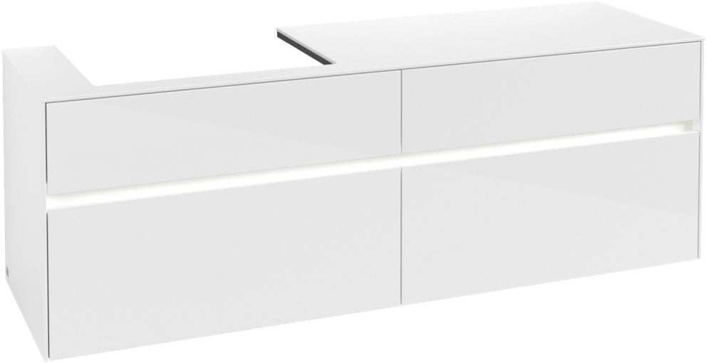 Villeroy & Boch Waschbeckenunterschrank Collaro C022 B0 1600x548x500mm Glossy White mit Beleuchtung und SoftClosing