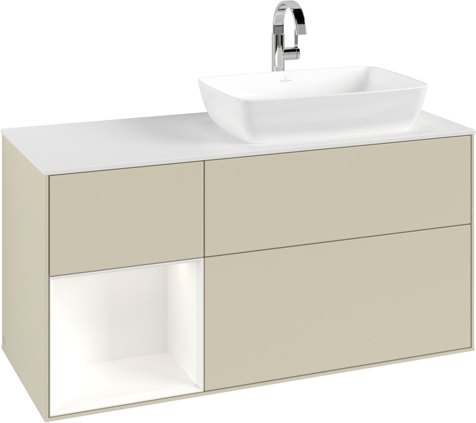 Villeroy & Boch Finion Waschbeckenunterschrank 1200 mm Glossy White Lacquer mit Beleuchtung
