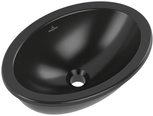 Villeroy & Boch Loop & Friends Unterbauwaschtisch 430 mm ovale Form ohne Überlauf in Ebony CeramicPlus