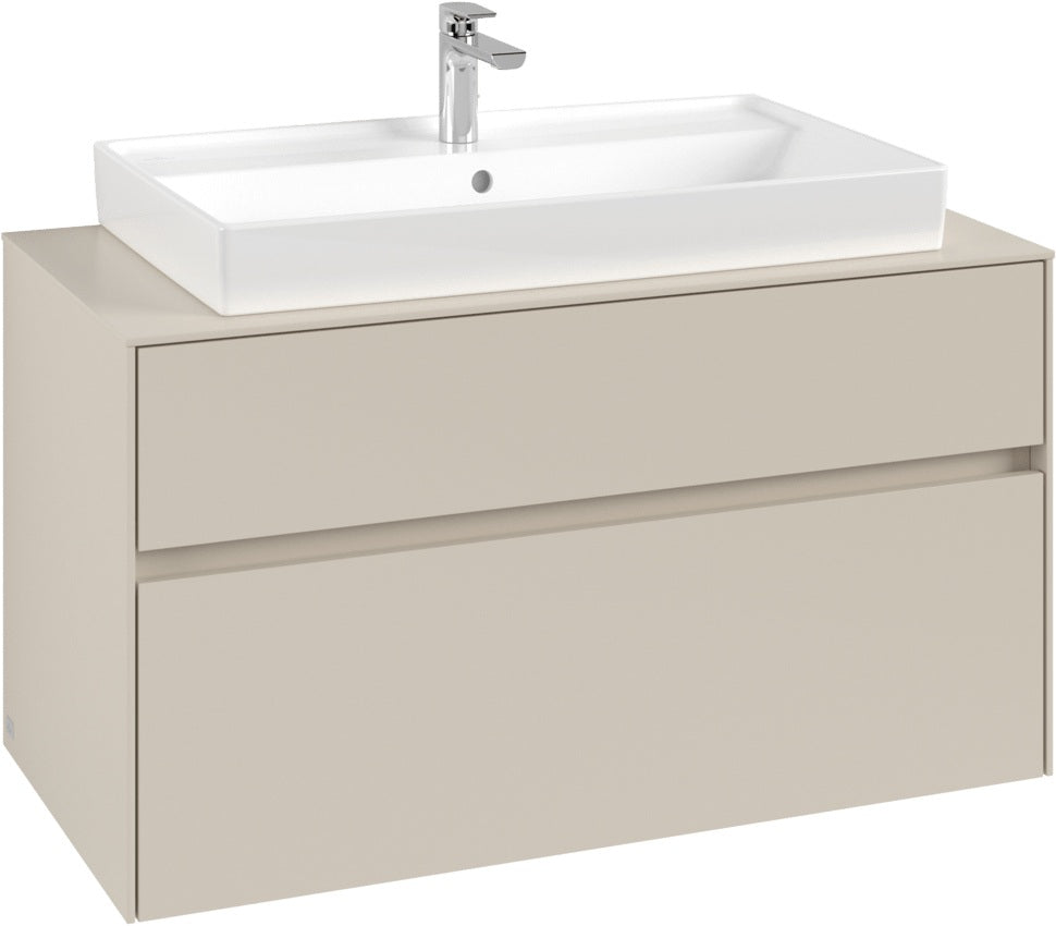Villeroy & Boch Collaro Waschtischunterschrank 1000 mm mit LED-Beleuchtung und 2 Auszügen in White Wood