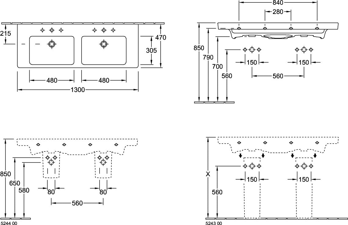 Villeroy & Boch Subway 2.0 Halbsäule Weiß Alpin 524400 – Sanitärkeramik, 315 x 200 x 290 mm
