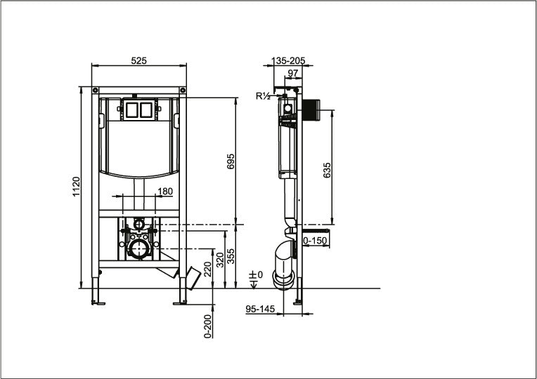 Villeroy & Boch ViConnect WC-Vorwandelement 525 x 1120 x 135 mm für Trockenbau