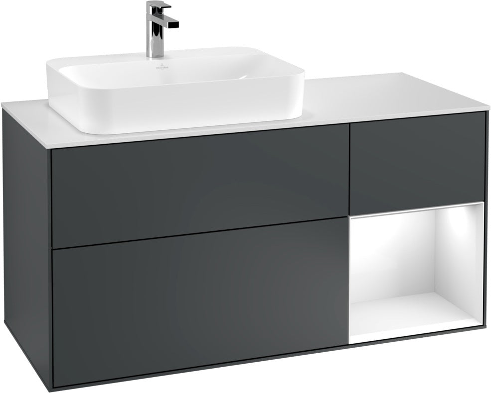 Villeroy & Boch Waschtischunterschrank Finion F401G 1200 mm Glossy White Lacquer mit Beleuchtung