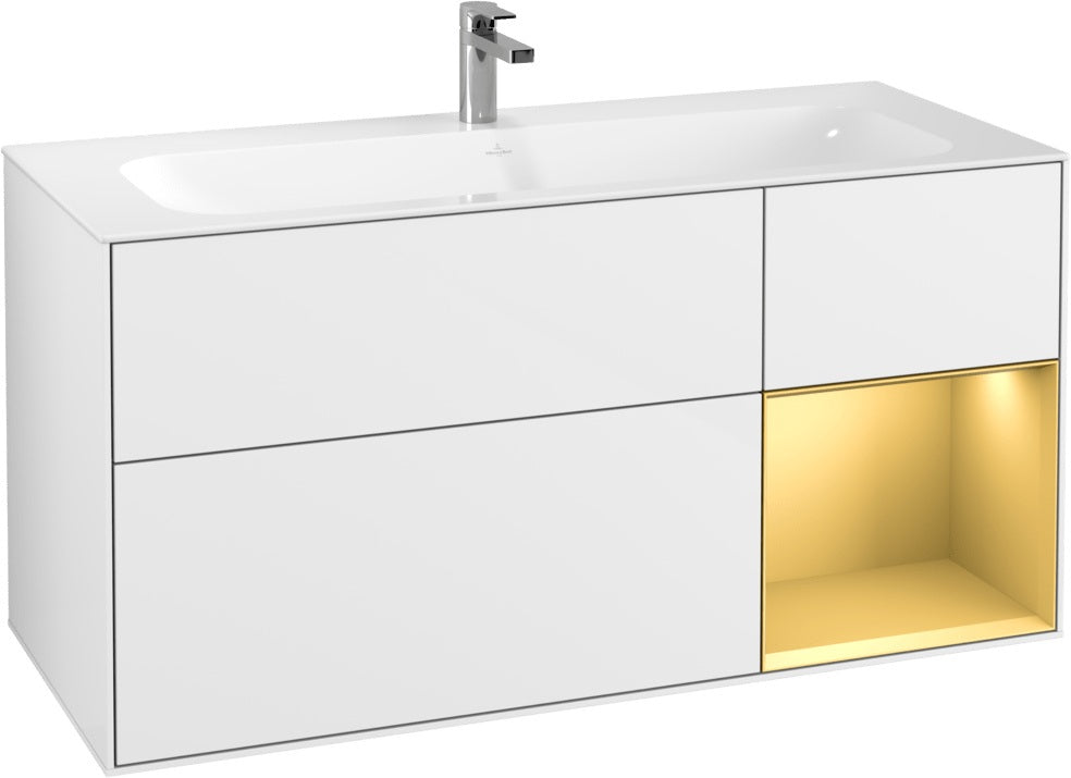 Villeroy & Boch Finion Waschbeckenunterschrank Glossy White Lacquer 1196 mm mit LED-Beleuchtung