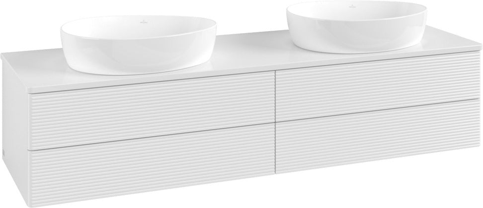 Villeroy & Boch Antao Waschtischunterschrank 1600 mm Glossy White mit 4 Auszügen und LED-Beleuchtung