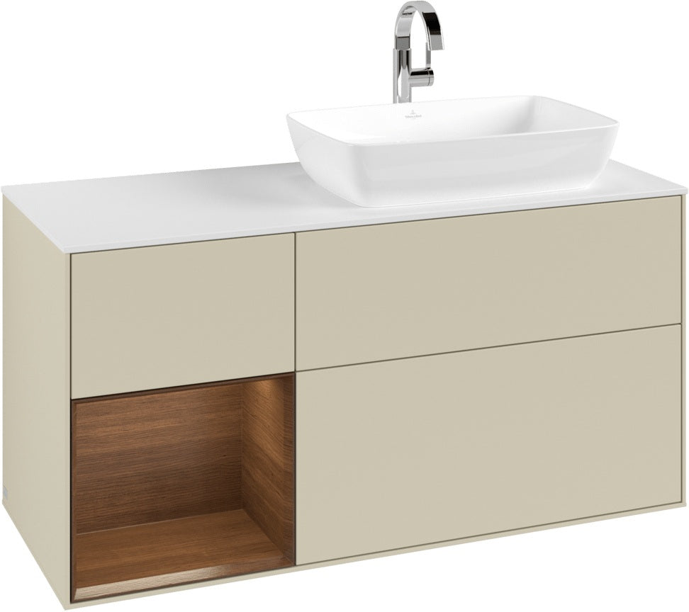 Villeroy & Boch Finion Waschbeckenunterschrank 1200 mm Glossy White Lacquer mit Beleuchtung