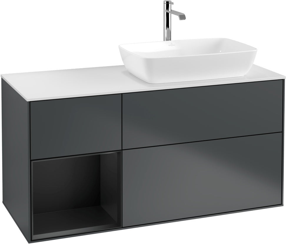 Villeroy & Boch Finion Waschbeckenunterschrank 1200 mm Glossy White Lacquer mit Beleuchtung