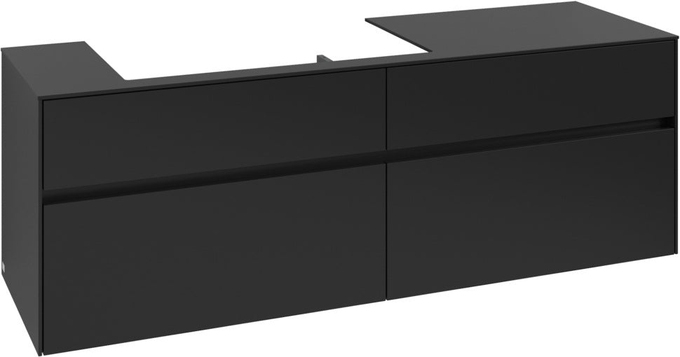 Villeroy & Boch Waschtischunterschrank Collaro C026 B0 1600 mm Volcano Black mit Beleuchtung und SoftClosing