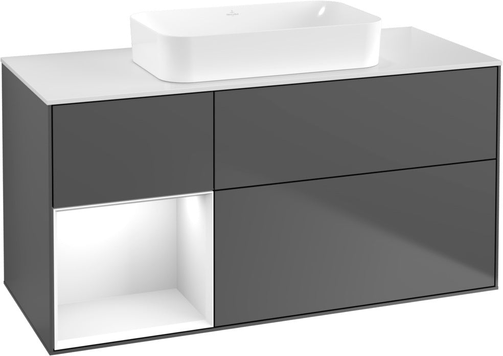 Villeroy & Boch Finion Waschbeckenunterschrank 1200 mm Walnut Veneer mit Beleuchtung