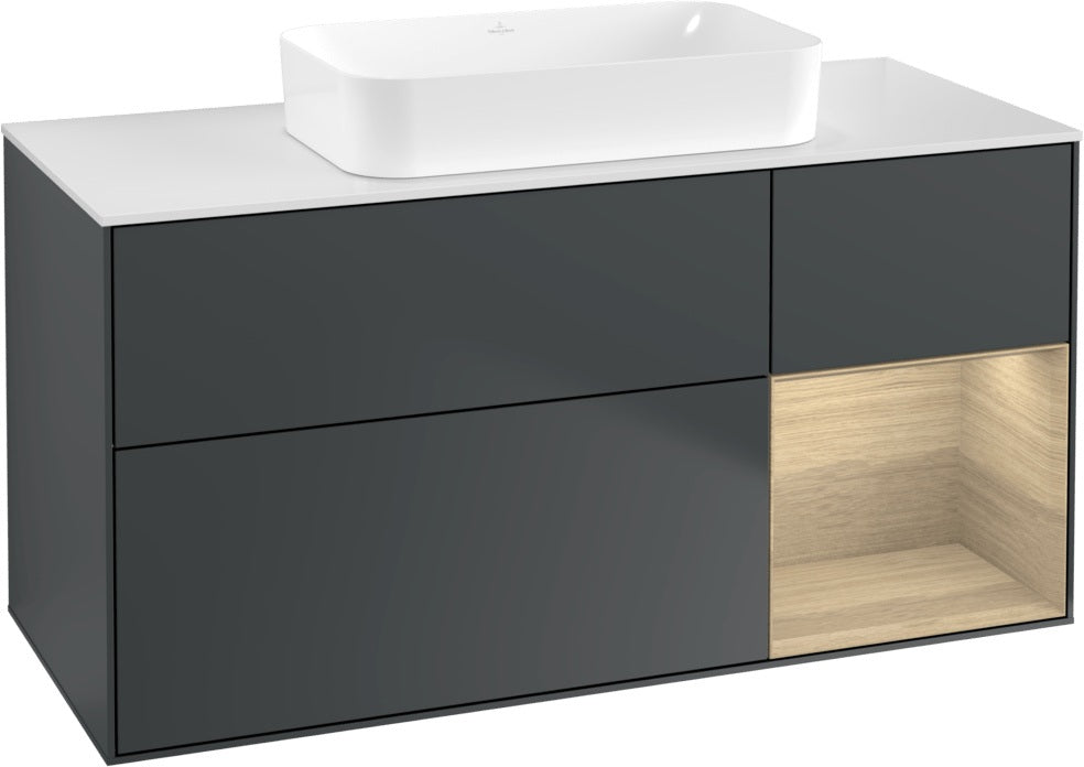 Villeroy & Boch Finion Waschtischunterschrank G711G Black Matt Lacquer 1200 mm mit Beleuchtung