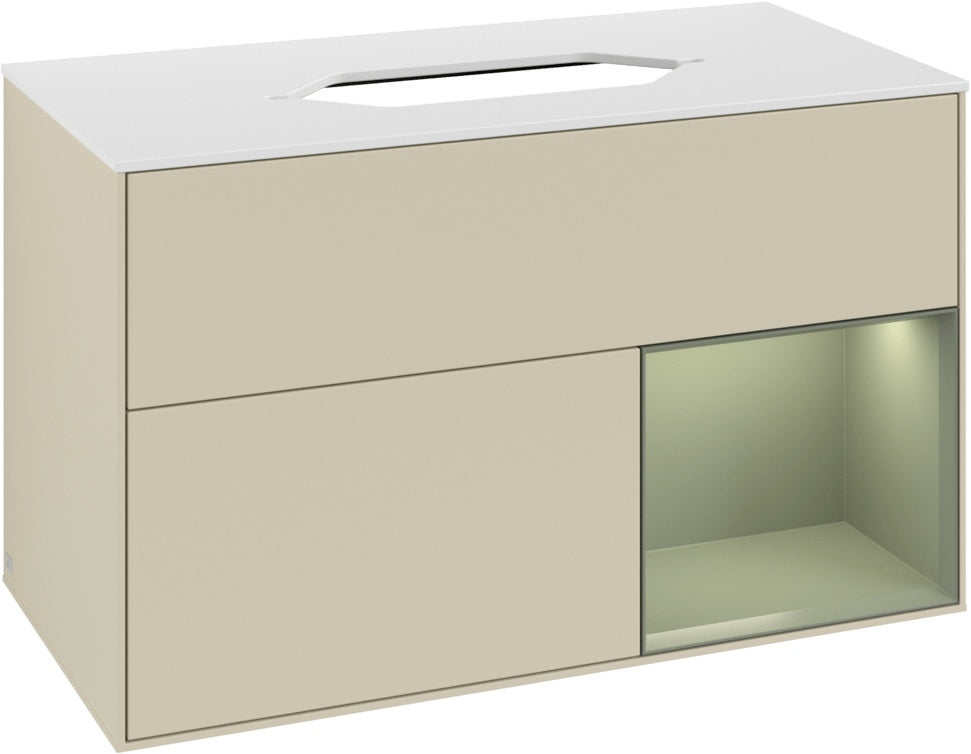 Villeroy & Boch Finion Waschbeckenunterschrank 1000 mm Silk Grey Matt mit Beleuchtung
