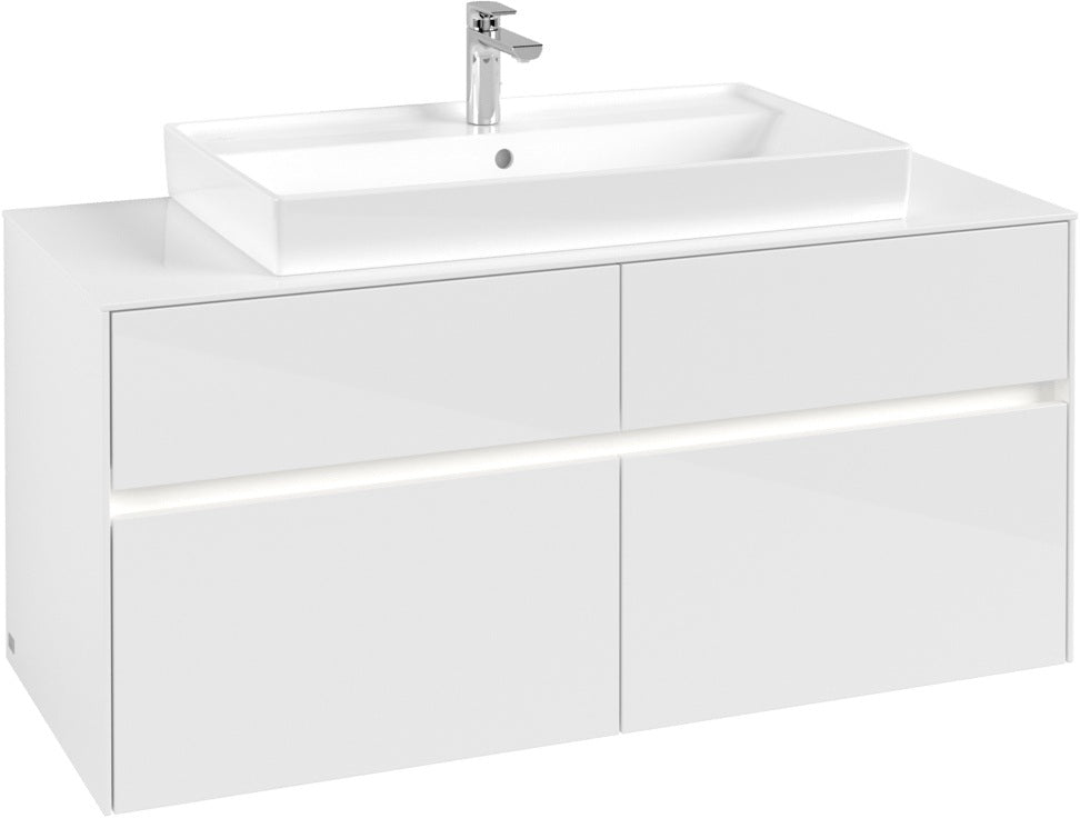 Villeroy & Boch Waschtischunterschrank Collaro C087 B0 1200 mm Glossy White mit LED-Beleuchtung