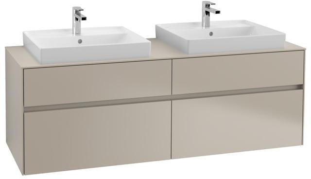 Villeroy & Boch Collaro Waschtischunterschrank 1600 mm mit LED-Beleuchtung und 4 Auszügen in Black Matt Lacquer